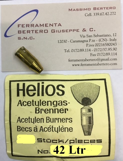 BECCUCCI UGELLI PER LAMPADE A CARBURO ACETILENE METANO GAS LIQUIDI E DI FOSSILE